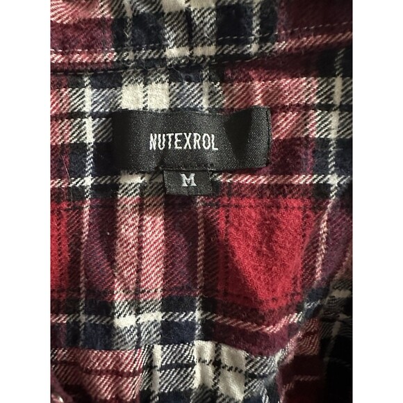 Nutexrol Red Plaid Sleeveless Frayed Flannel Shirt Snap Closure Unisex Sz M - Picture 5 of 5